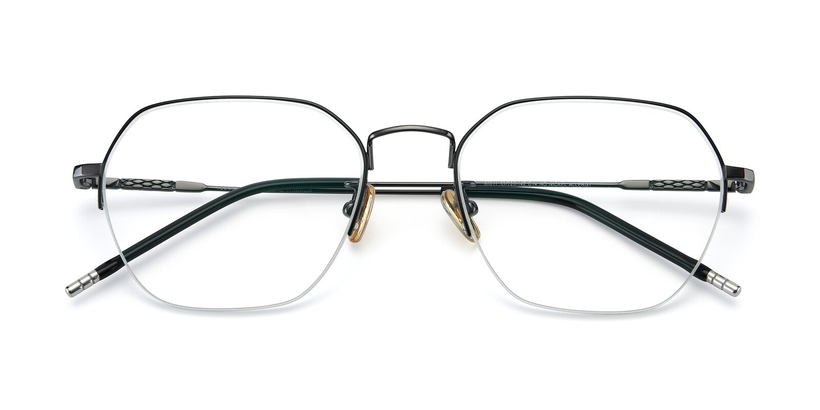 Gun Titanium Geometric Semi-Rimless Blue Light Glasses - 90011