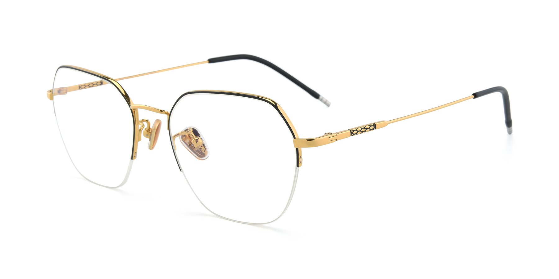 Angle of 90011 in Black-Gold with Clear Blue Light Blocking Lenses