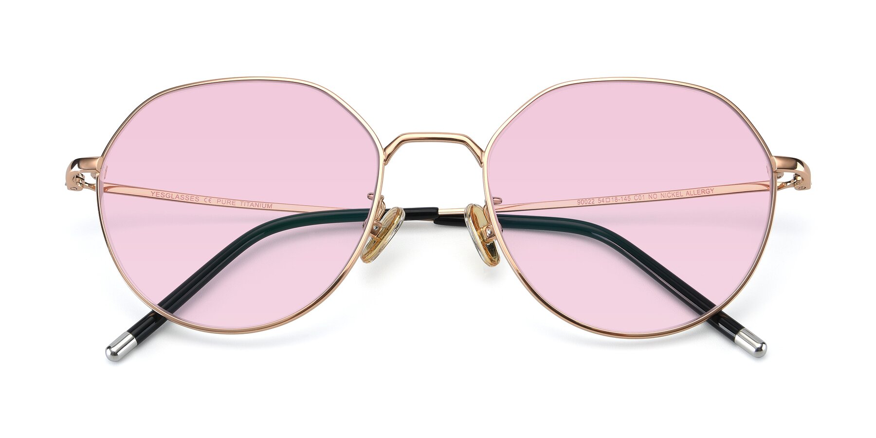 Folded Front of 90022 in Gold with Light Pink Tinted Lenses