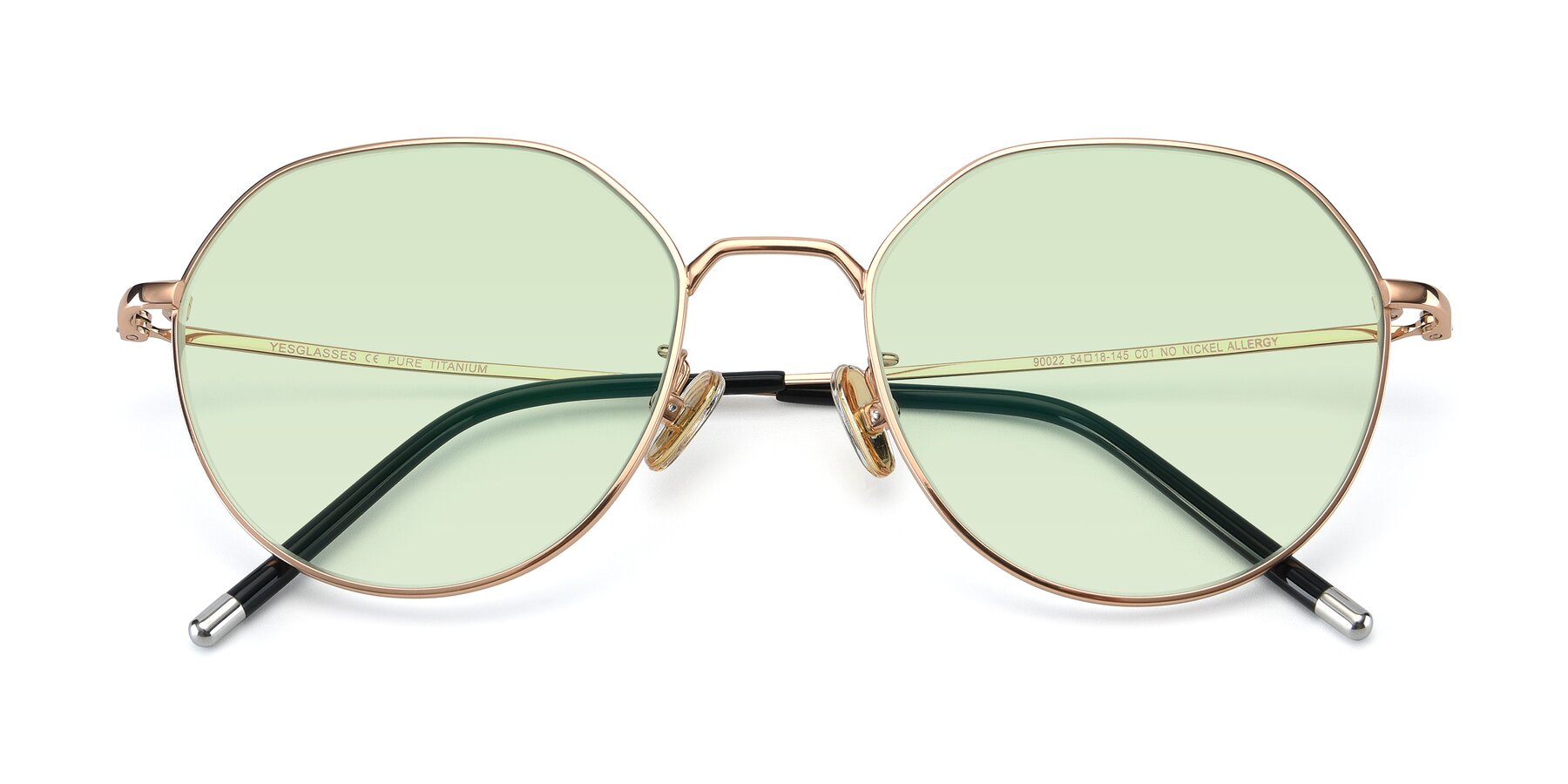 Folded Front of 90022 in Gold with Light Green Tinted Lenses