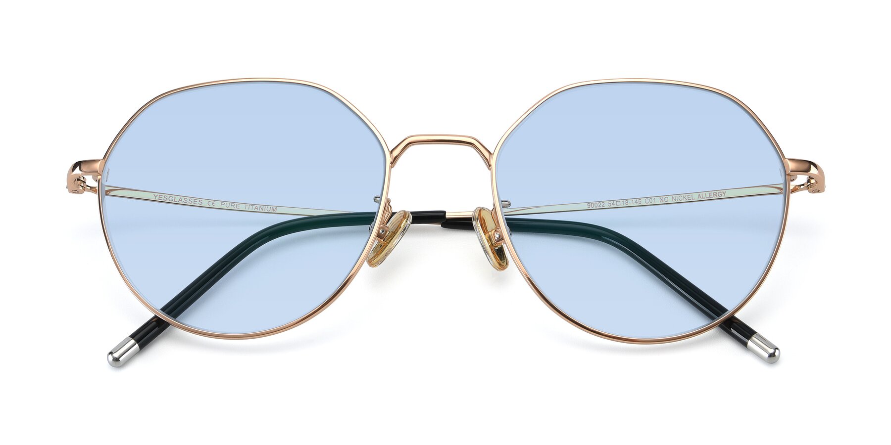 Folded Front of 90022 in Gold with Light Blue Tinted Lenses