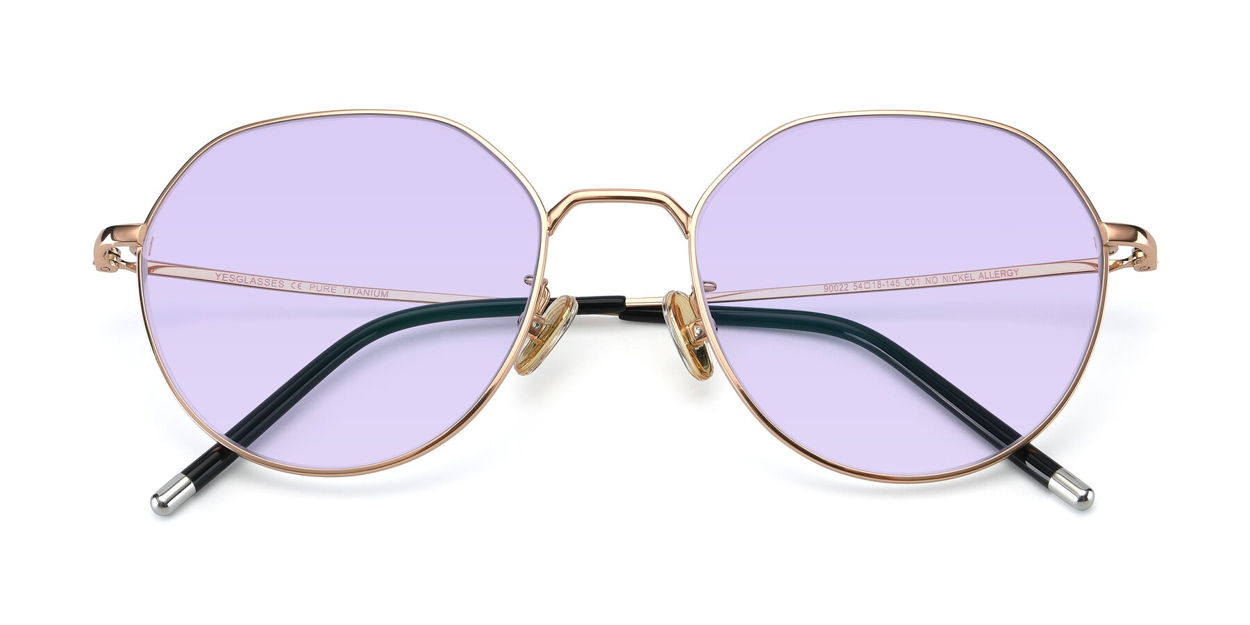 Folded Front of 90022 in Gold with Light Purple Tinted Lenses