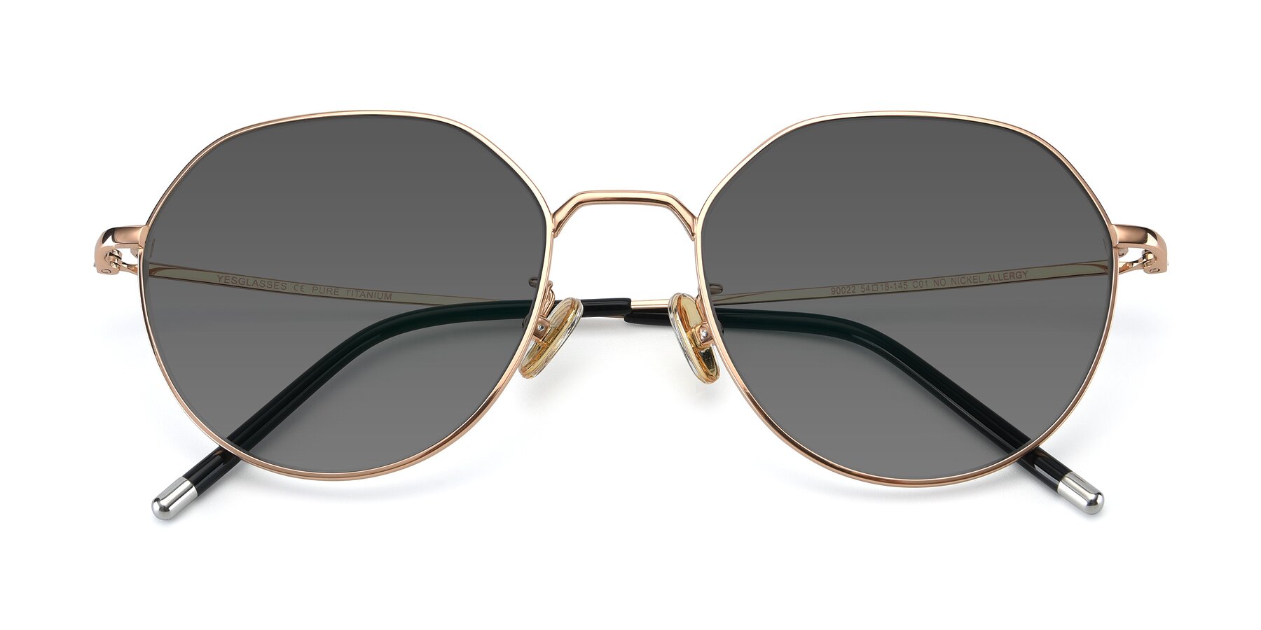 Folded Front of 90022 in Gold with Medium Gray Tinted Lenses