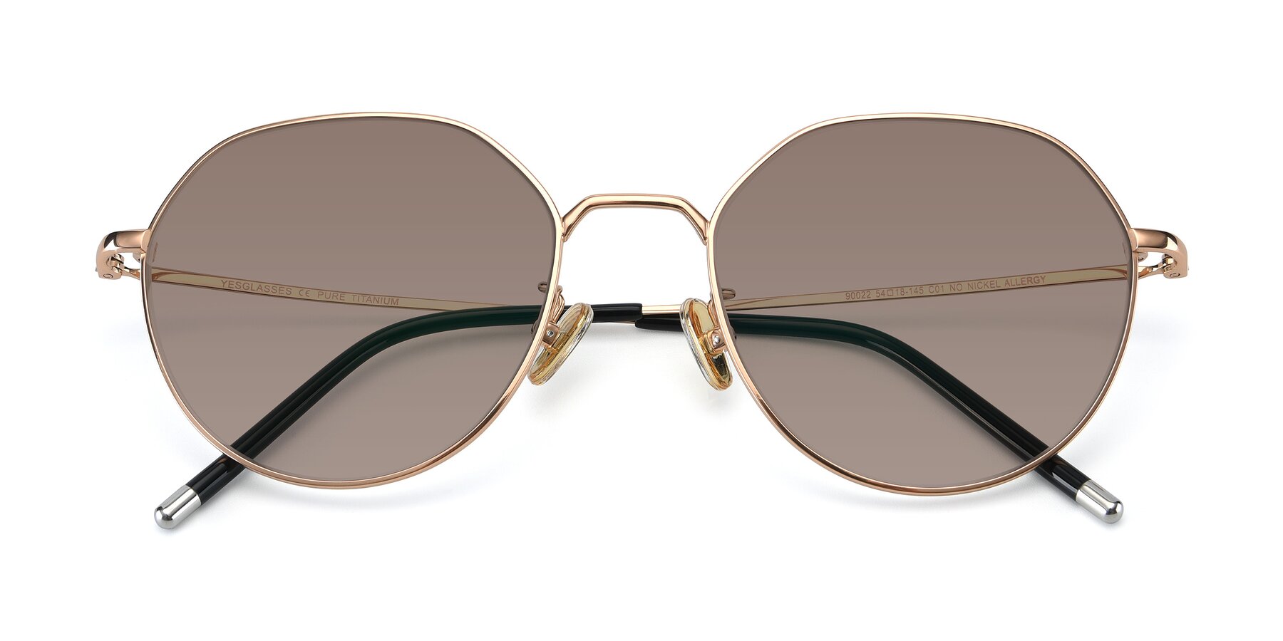 Folded Front of 90022 in Gold with Medium Brown Tinted Lenses
