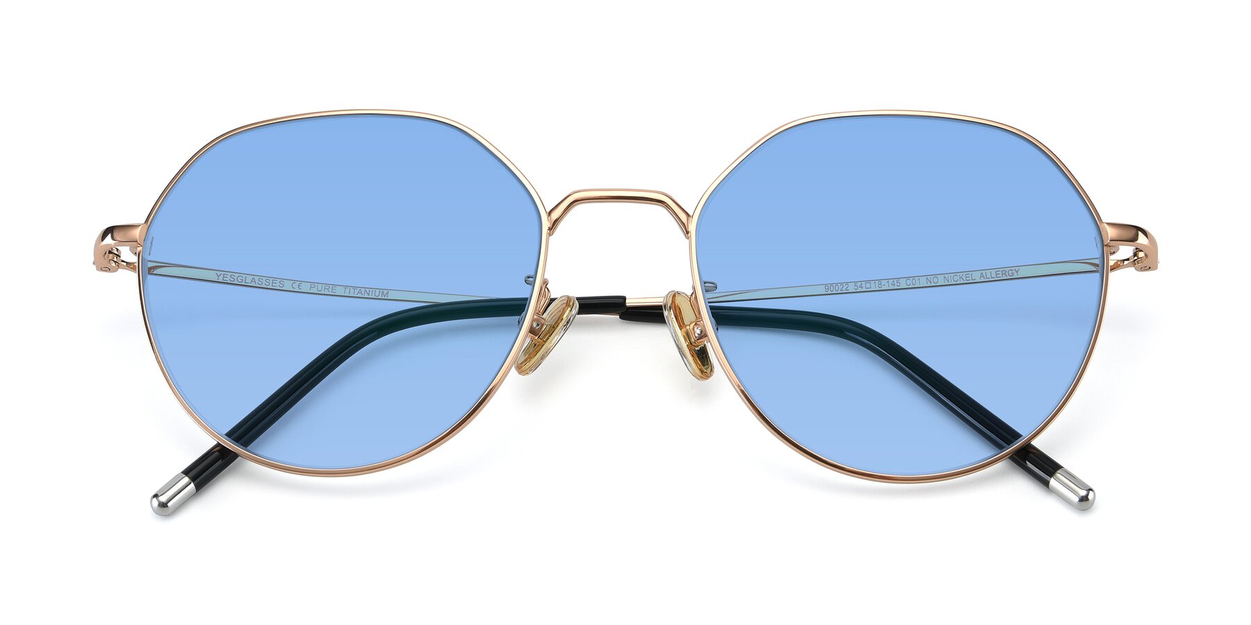 Folded Front of 90022 in Gold with Medium Blue Tinted Lenses