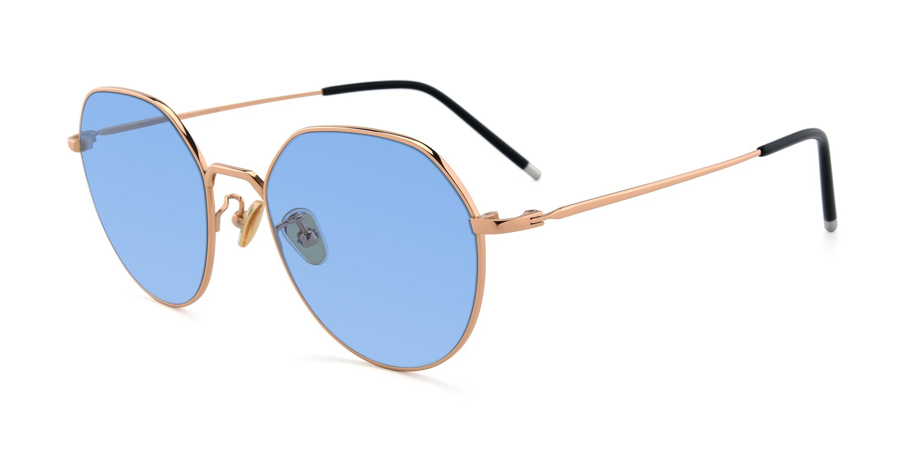 Angle of 90022 in Gold with Medium Blue Tinted Lenses