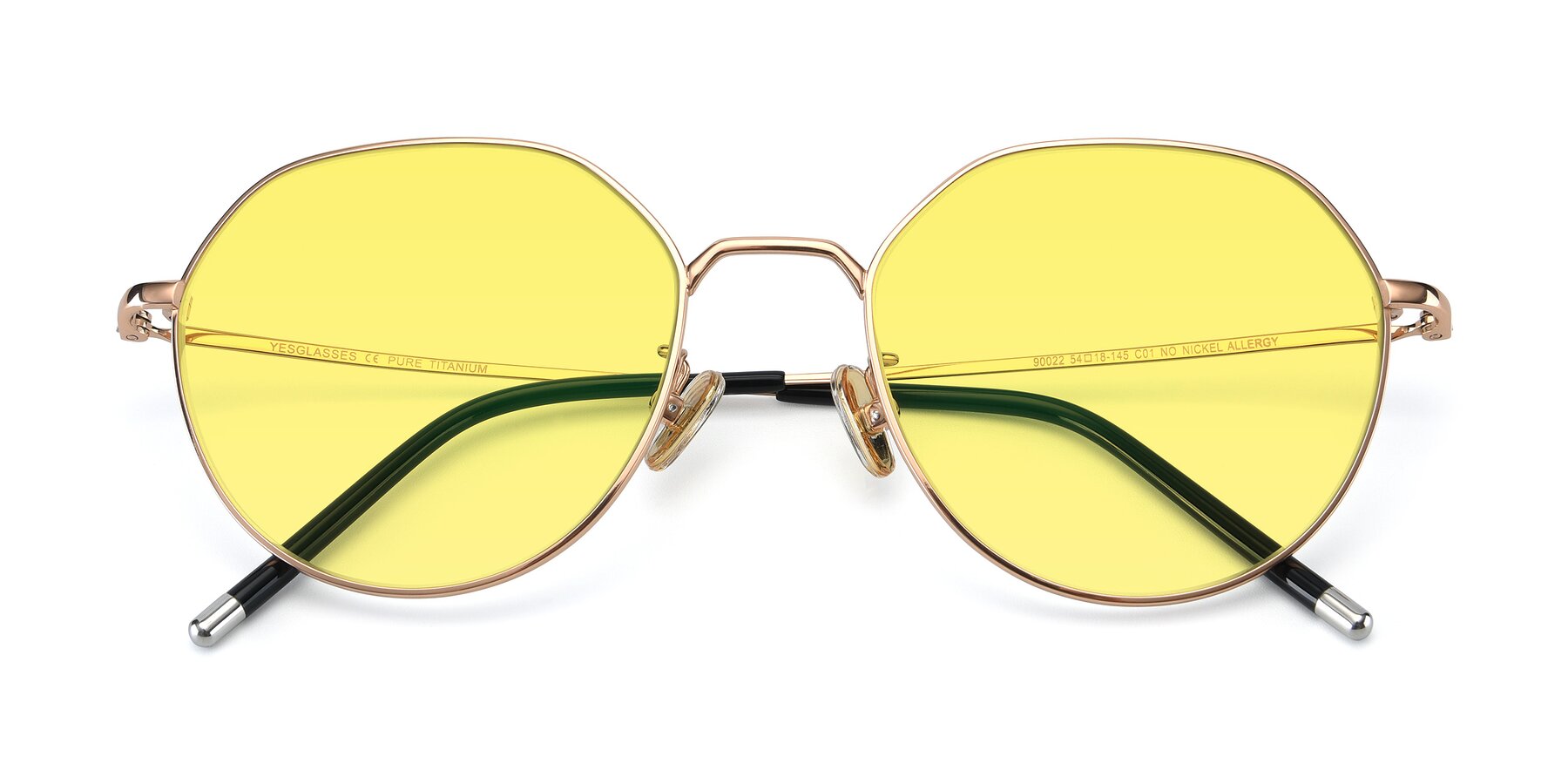 Folded Front of 90022 in Gold with Medium Yellow Tinted Lenses