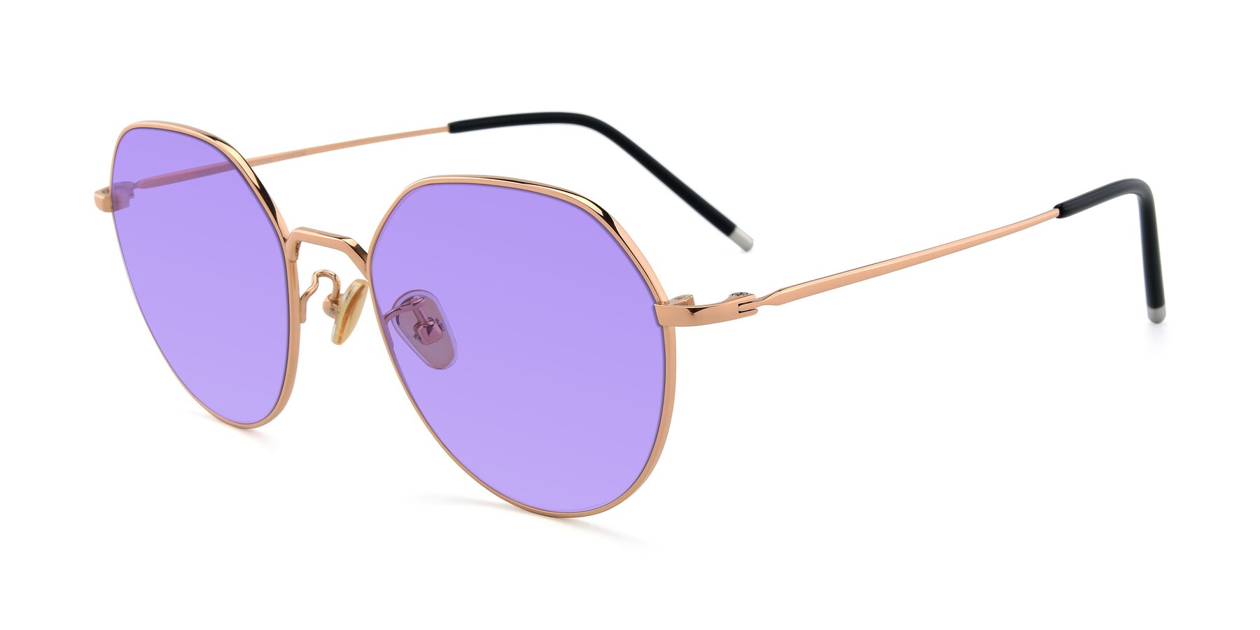 Angle of 90022 in Gold with Medium Purple Tinted Lenses
