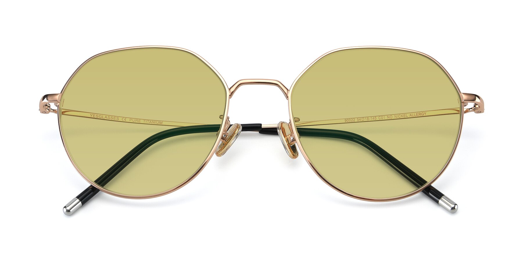 Folded Front of 90022 in Gold with Medium Champagne Tinted Lenses