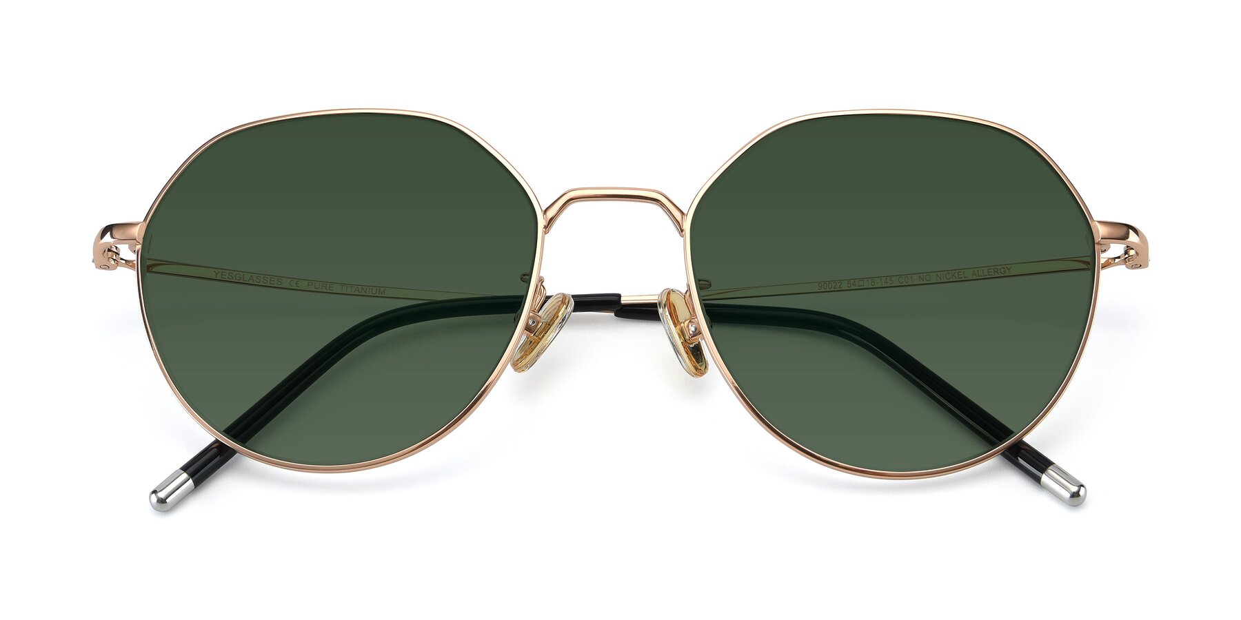 Folded Front of 90022 in Gold with Green Tinted Lenses