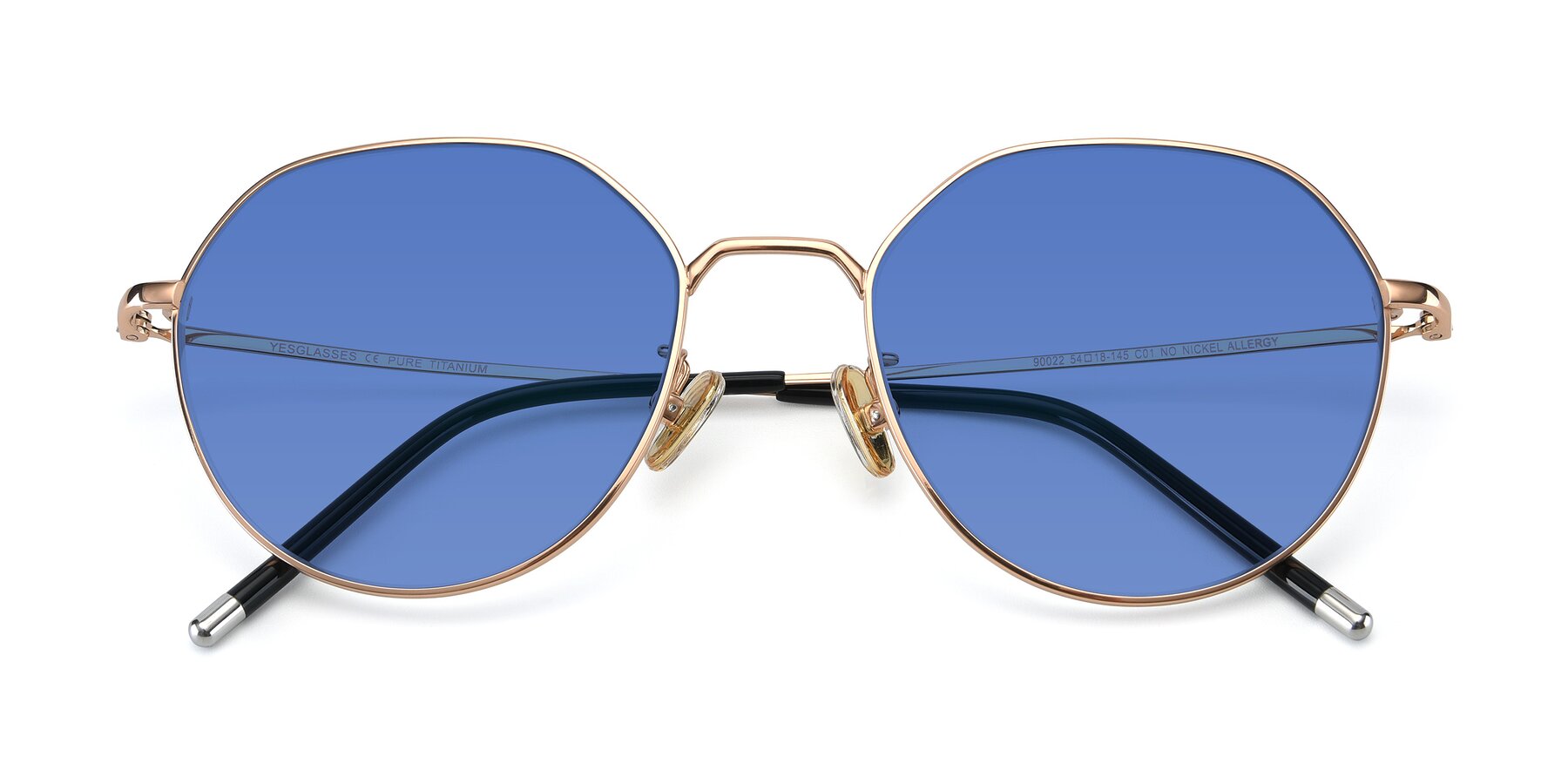 Folded Front of 90022 in Gold with Blue Tinted Lenses