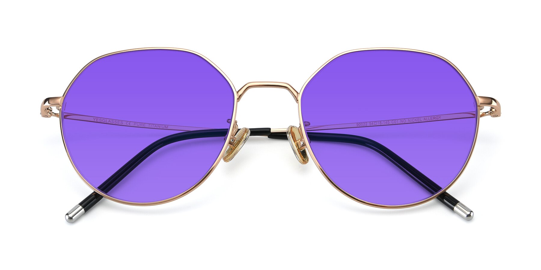 Folded Front of 90022 in Gold with Purple Tinted Lenses