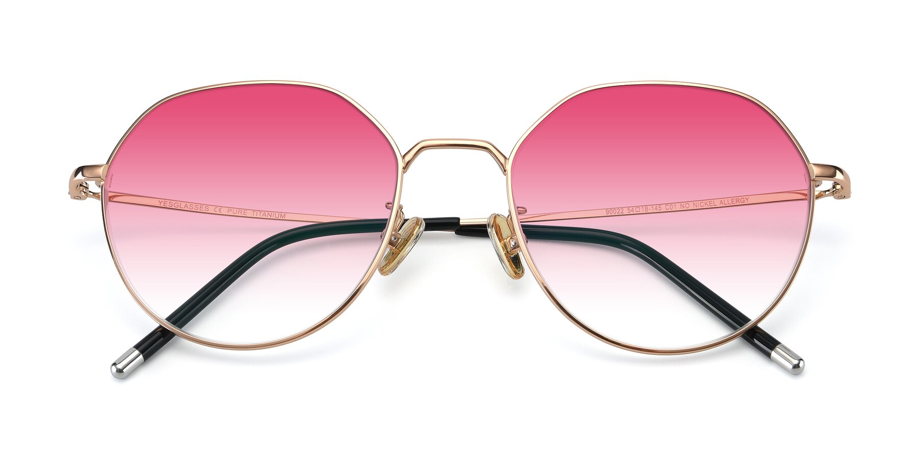 Folded Front of 90022 in Gold with Pink Gradient Lenses