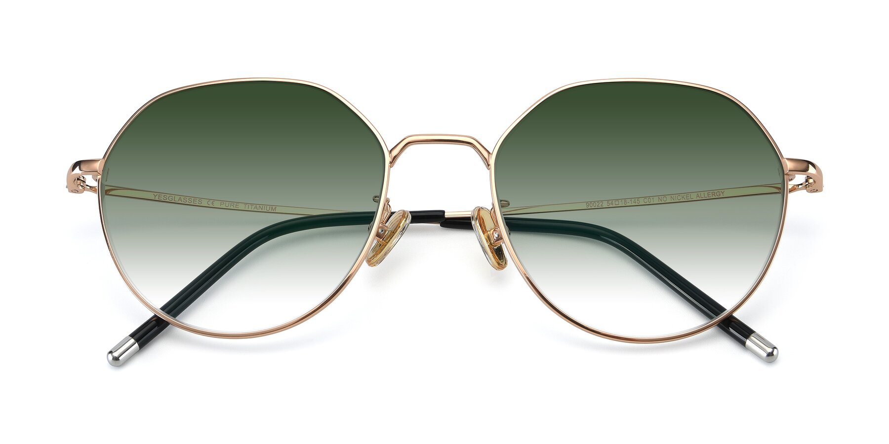 Folded Front of 90022 in Gold with Green Gradient Lenses