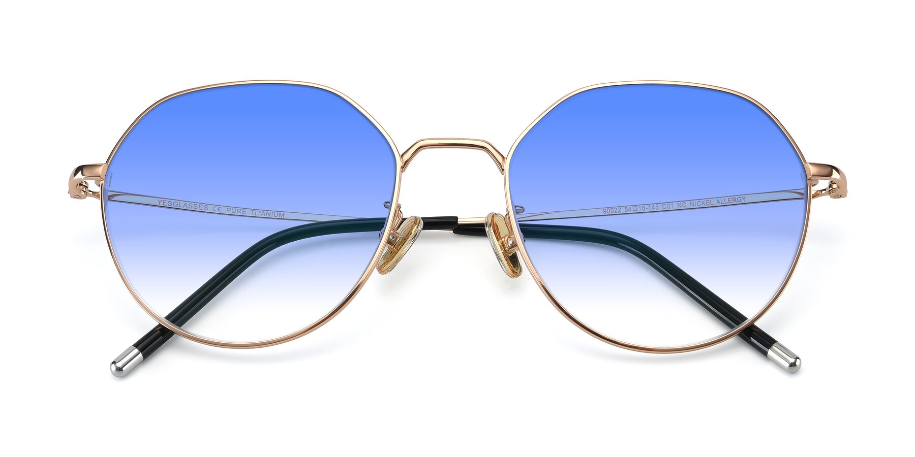 Folded Front of 90022 in Gold with Blue Gradient Lenses