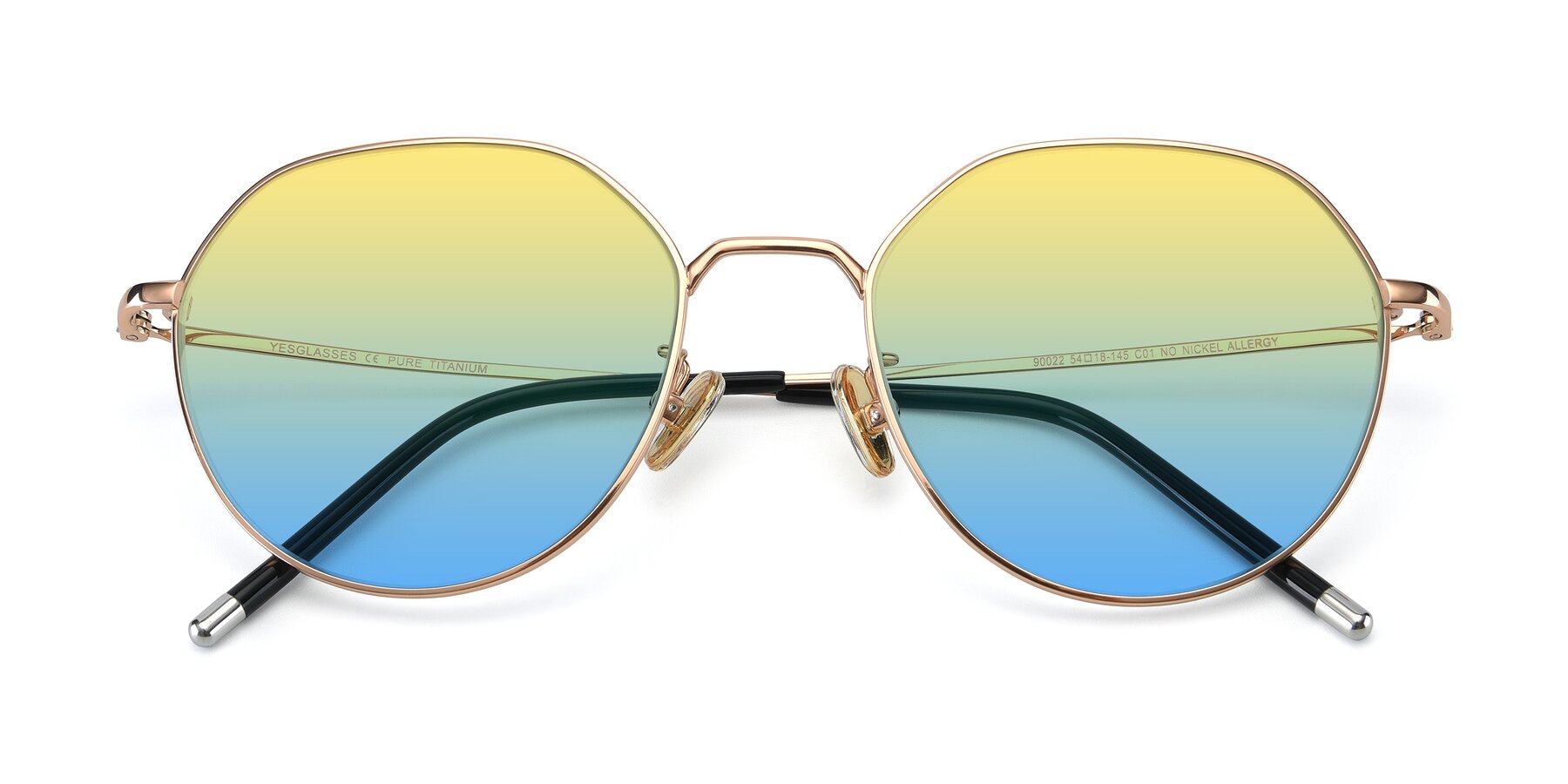 Folded Front of 90022 in Gold with Yellow / Blue Gradient Lenses