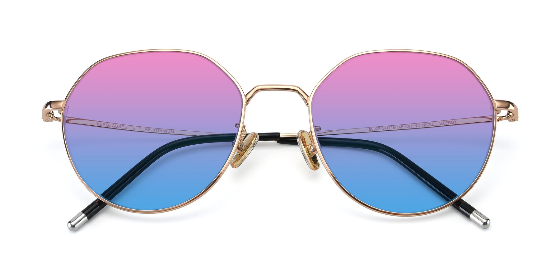 Folded Front of 90022 in Gold with Pink / Blue Gradient Lenses
