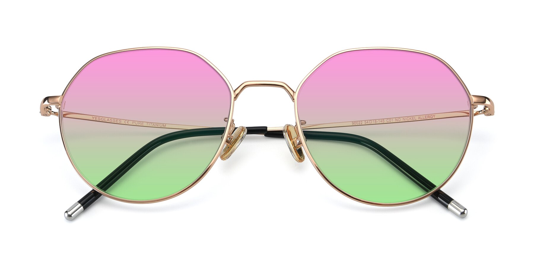 Folded Front of 90022 in Gold with Pink / Green Gradient Lenses