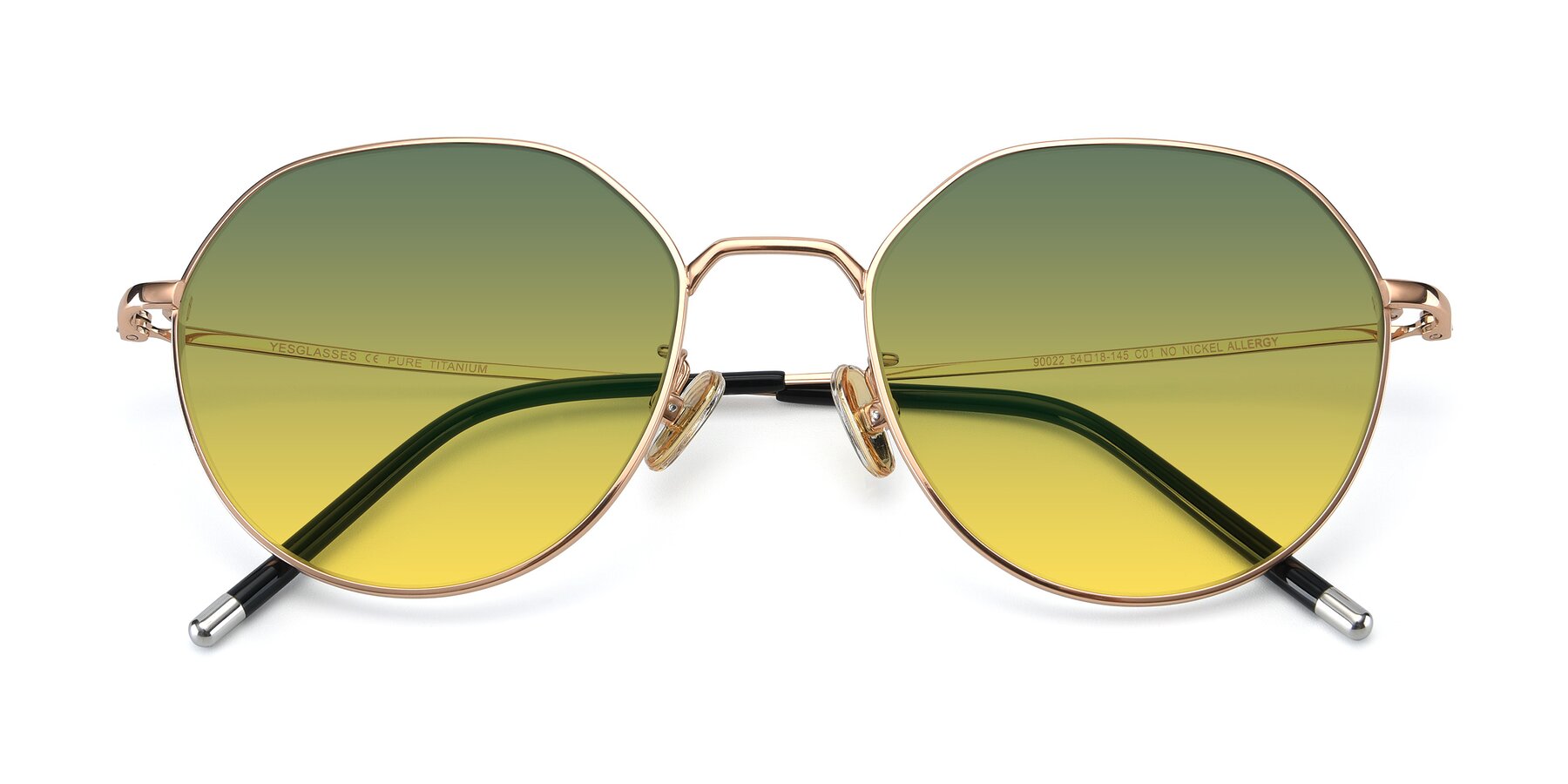 Folded Front of 90022 in Gold with Green / Yellow Gradient Lenses