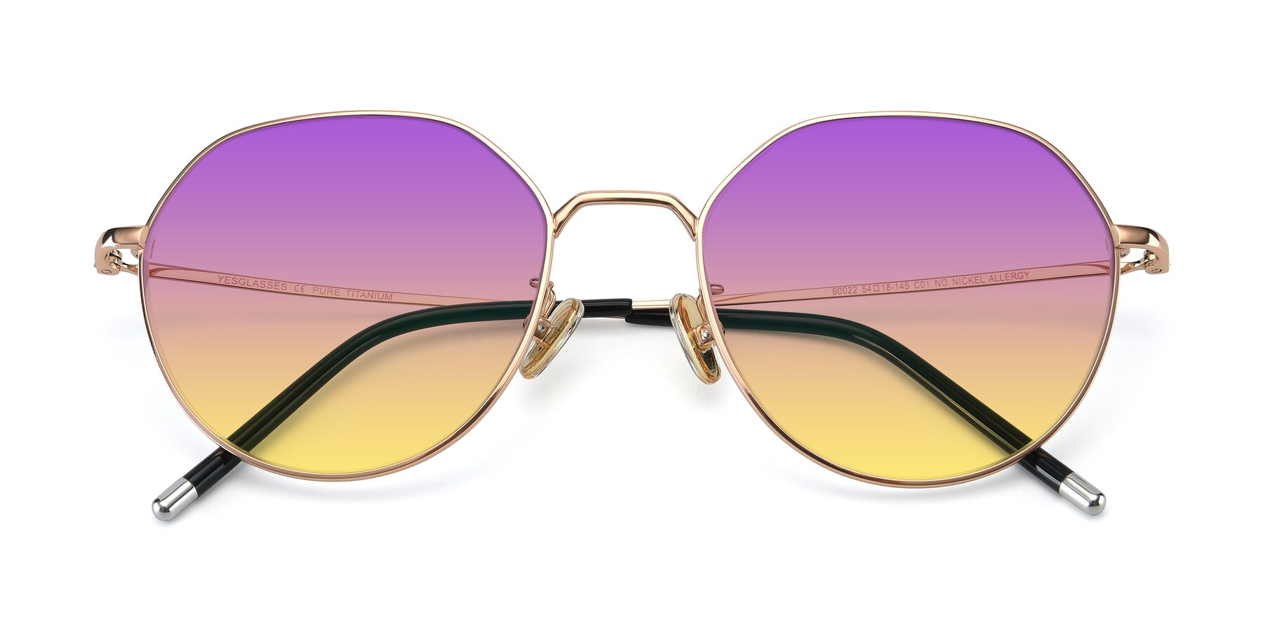 Folded Front of 90022 in Gold with Purple / Yellow Gradient Lenses
