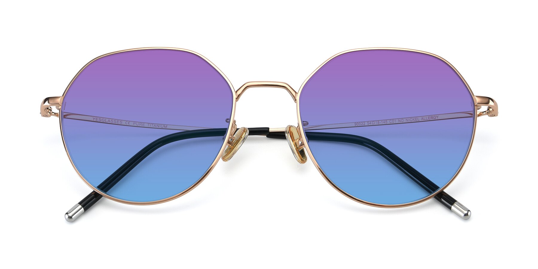 Folded Front of 90022 in Gold with Purple / Blue Gradient Lenses