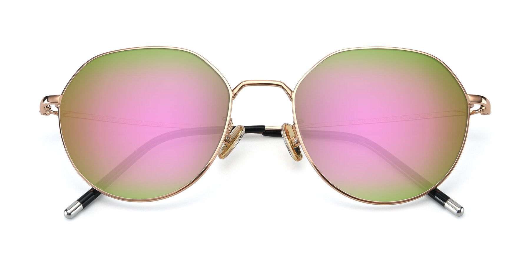 Folded Front of 90022 in Gold with Pink Mirrored Lenses