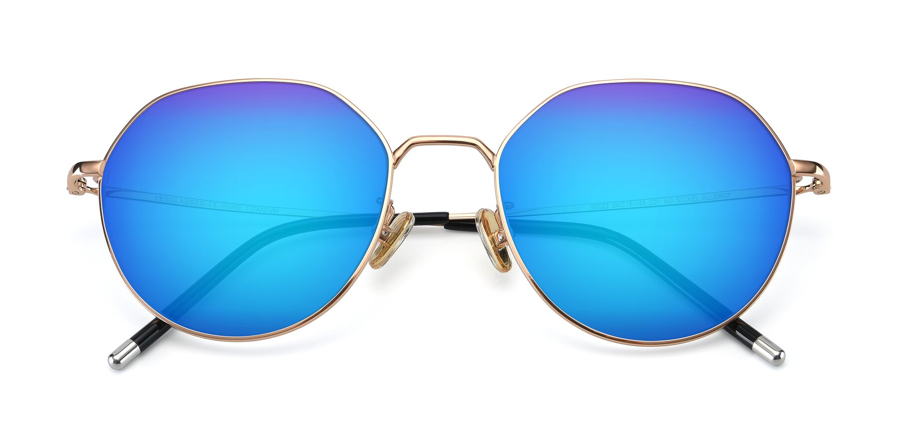 Folded Front of 90022 in Gold with Blue Mirrored Lenses