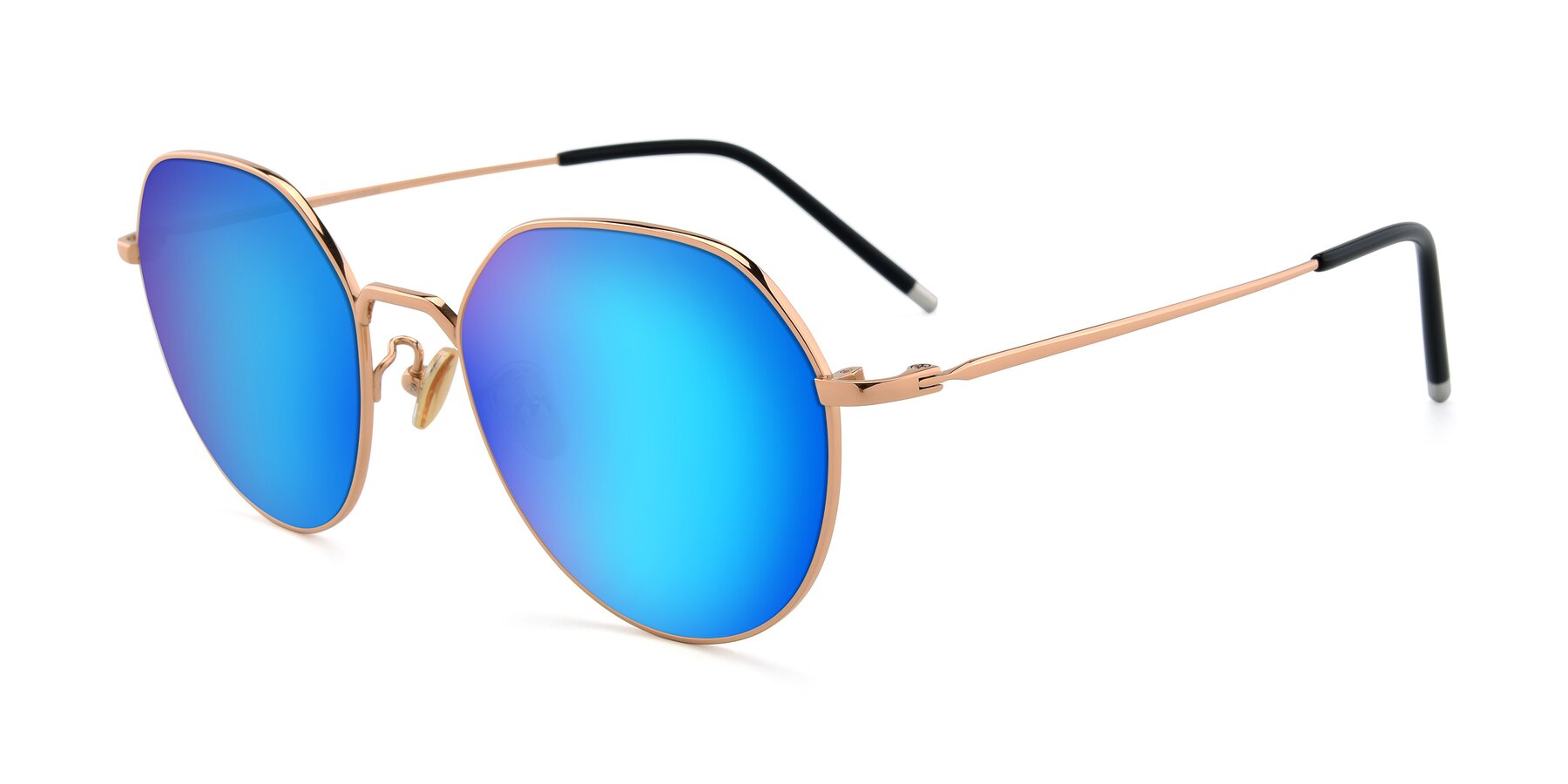 Angle of 90022 in Gold with Blue Mirrored Lenses