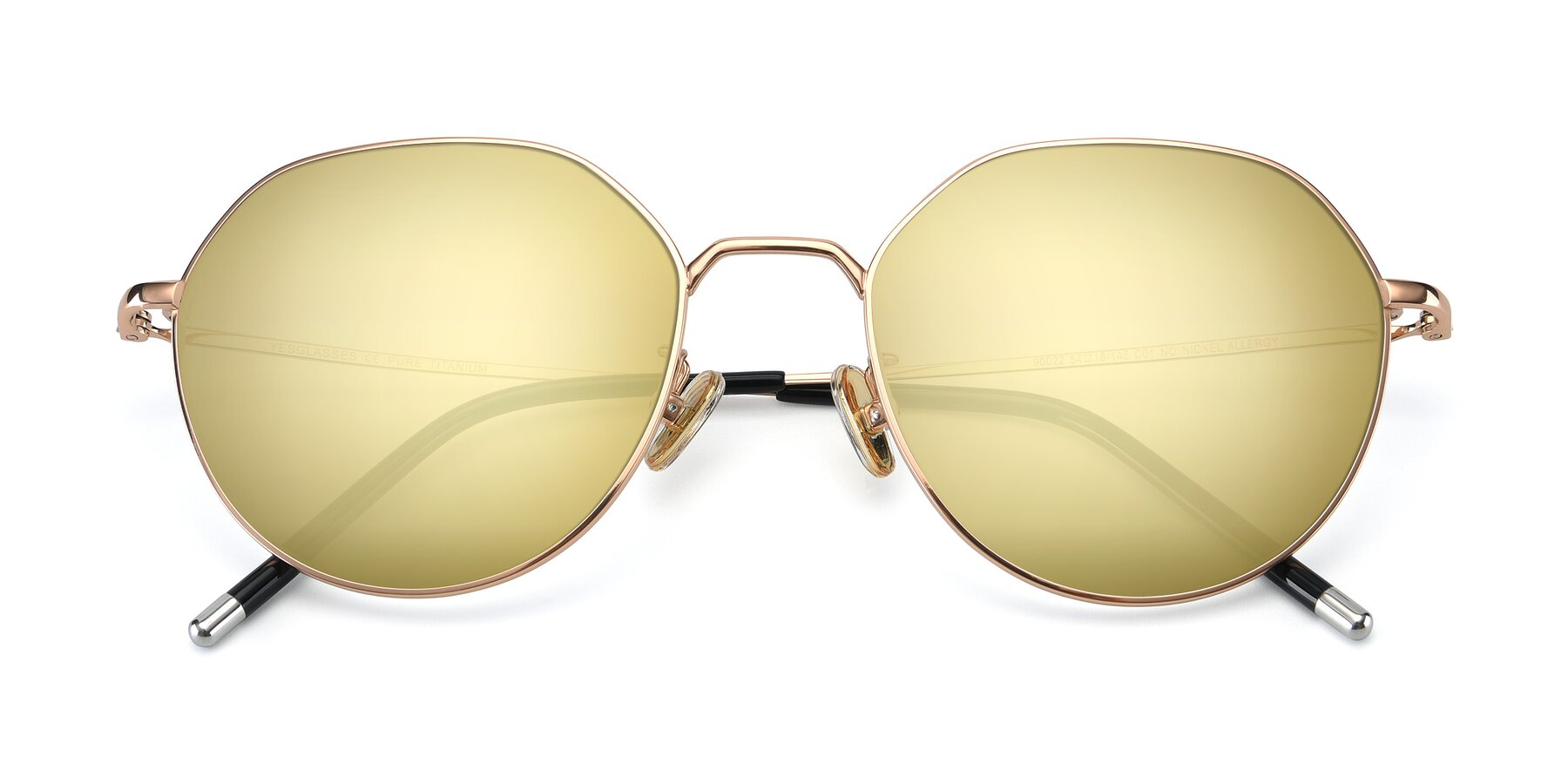 Folded Front of 90022 in Gold with Gold Mirrored Lenses