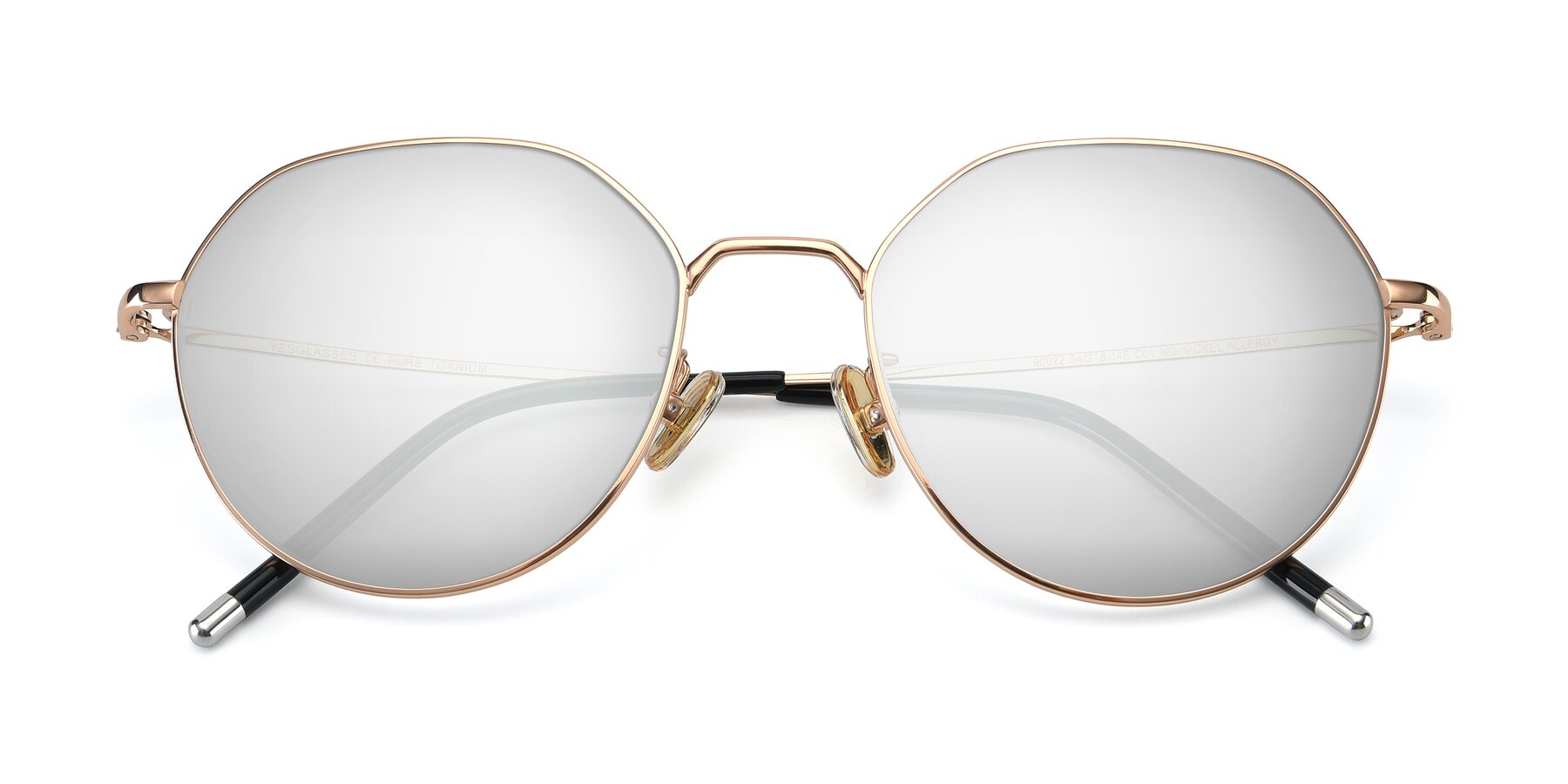 Folded Front of 90022 in Gold with Silver Mirrored Lenses