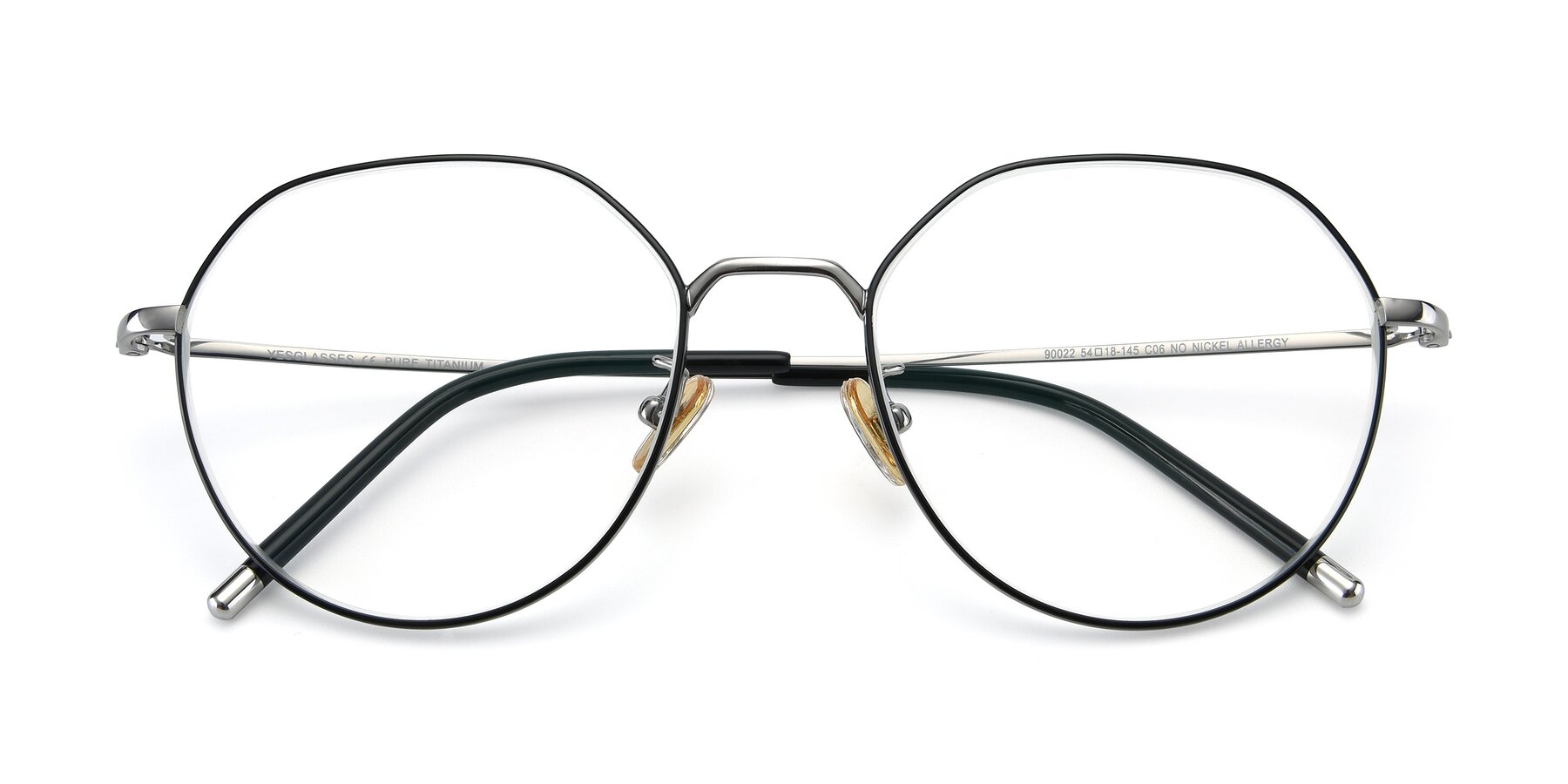 Folded Front of 90022 in Black-Silver with Clear Blue Light Blocking Lenses