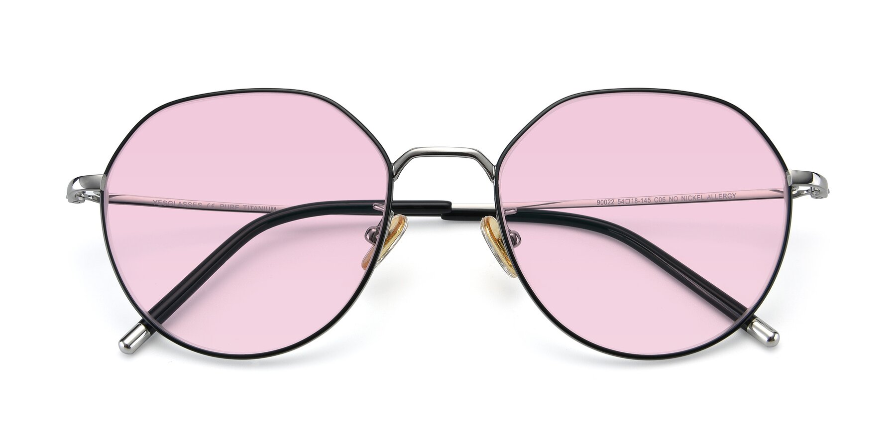 Folded Front of 90022 in Black-Silver with Light Pink Tinted Lenses