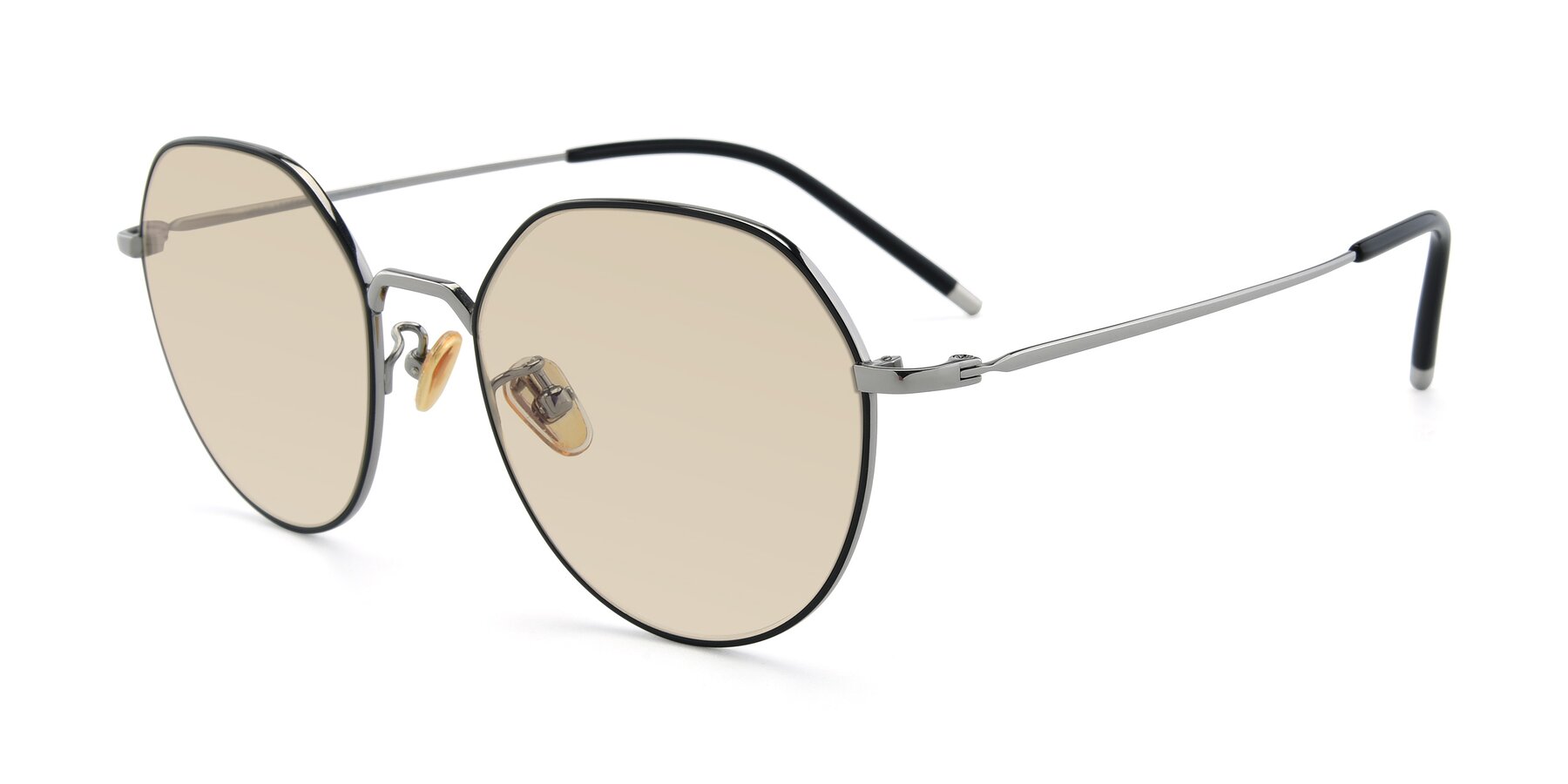 Angle of 90022 in Black-Silver with Light Brown Tinted Lenses