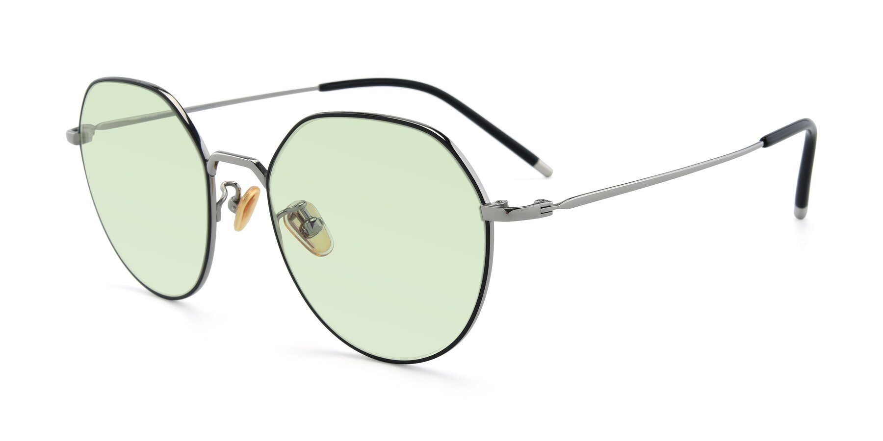 Angle of 90022 in Black-Silver with Light Green Tinted Lenses
