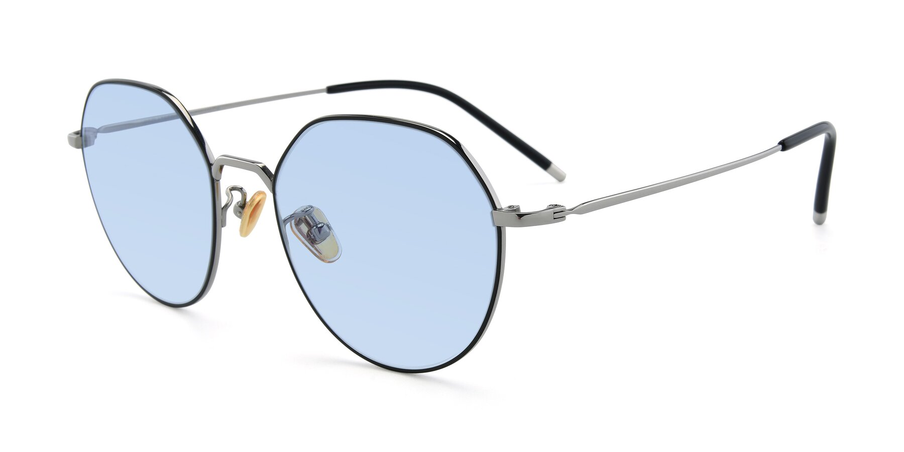 Angle of 90022 in Black-Silver with Light Blue Tinted Lenses