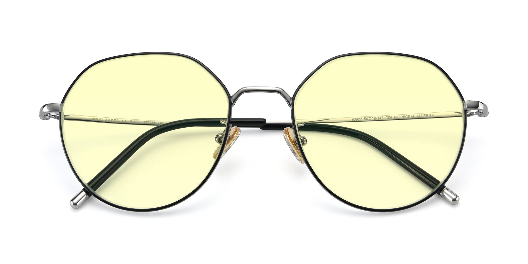 Folded Front of 90022 in Black-Silver with Light Yellow Tinted Lenses