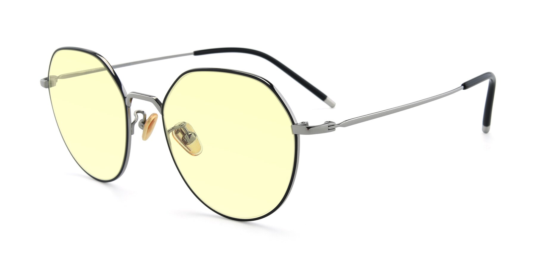 Angle of 90022 in Black-Silver with Light Yellow Tinted Lenses