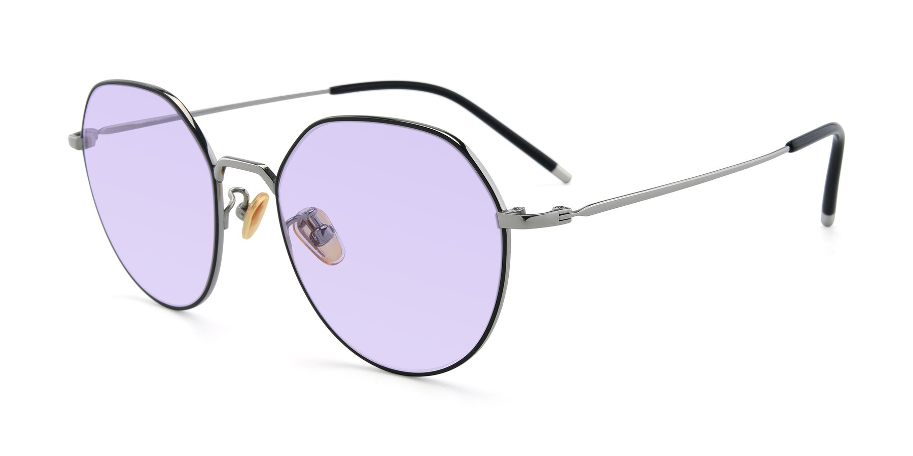 Angle of 90022 in Black-Silver with Light Purple Tinted Lenses