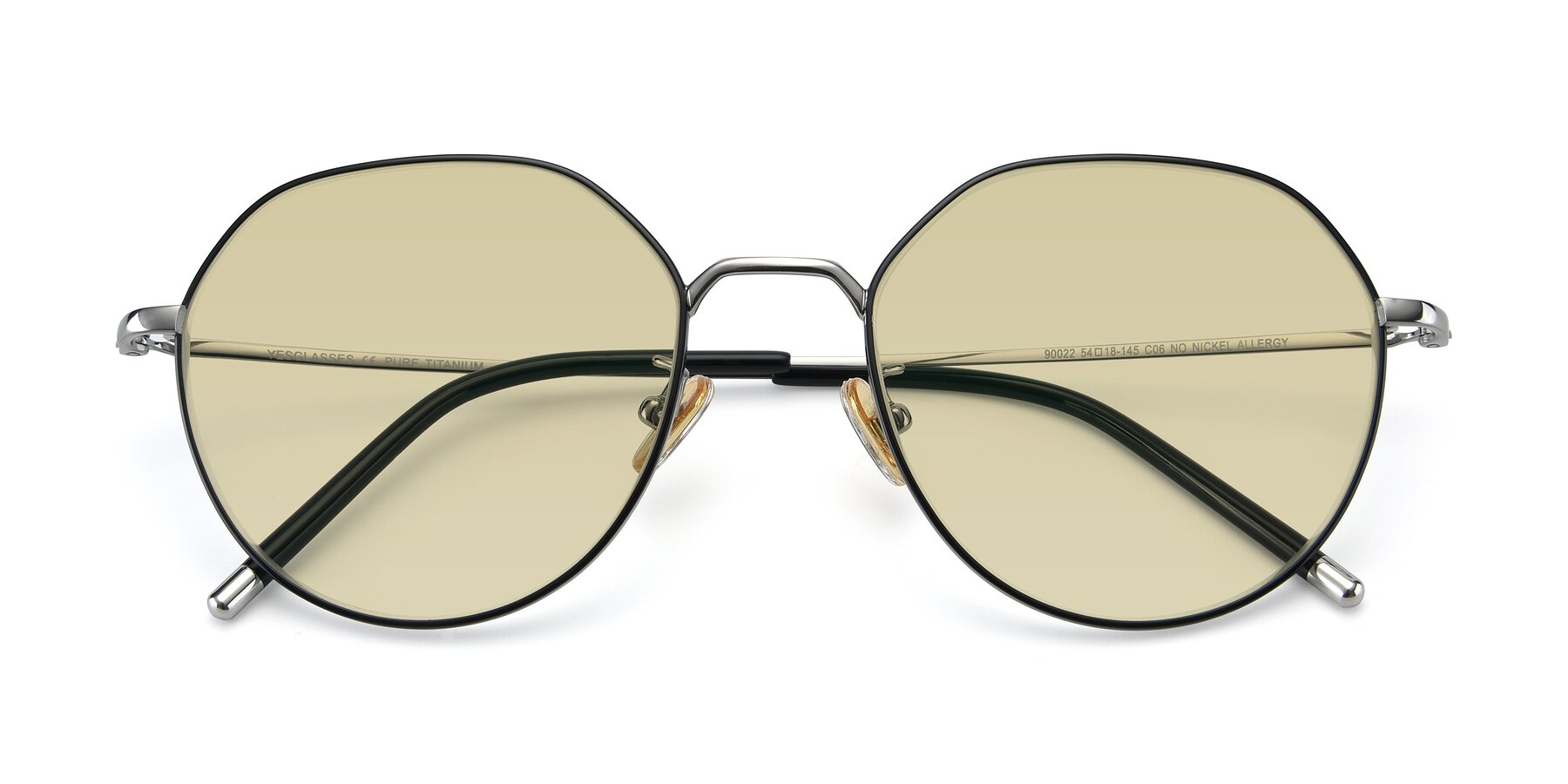 Folded Front of 90022 in Black-Silver with Light Champagne Tinted Lenses