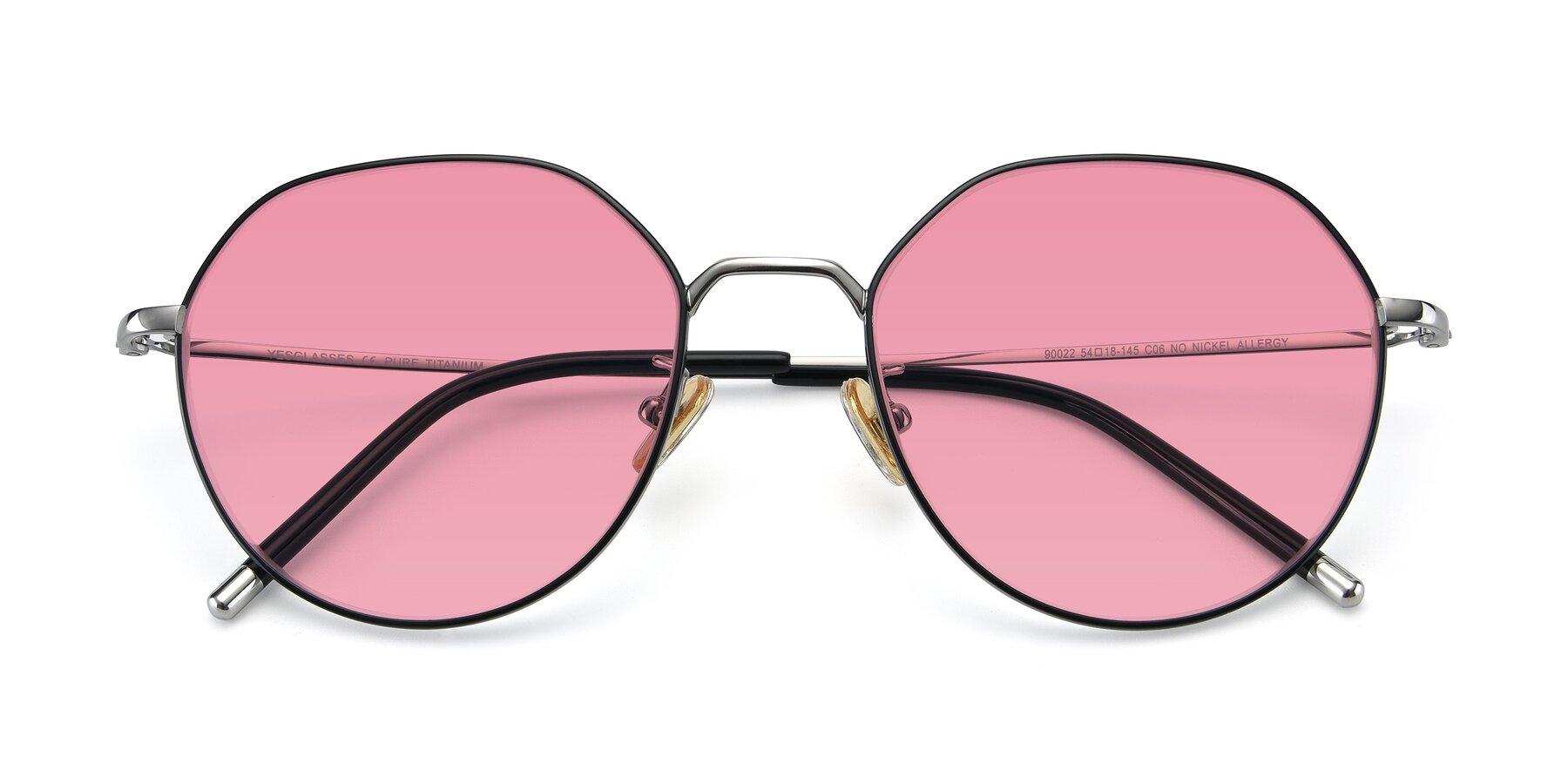 Folded Front of 90022 in Black-Silver with Pink Tinted Lenses
