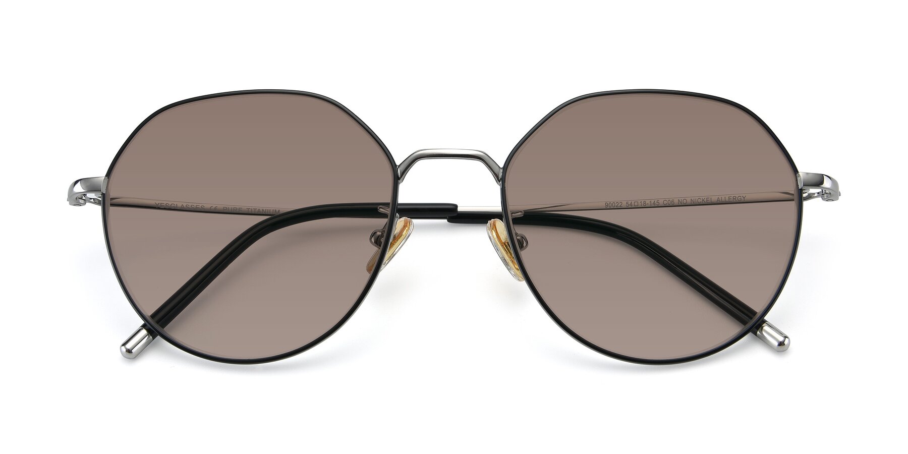 Folded Front of 90022 in Black-Silver with Medium Brown Tinted Lenses