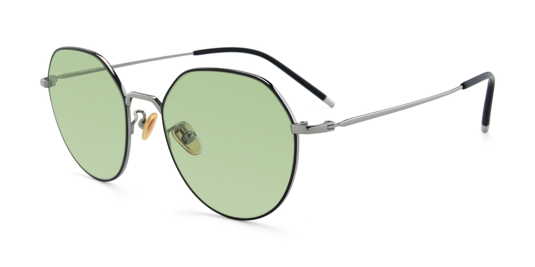Angle of 90022 in Black-Silver with Medium Green Tinted Lenses