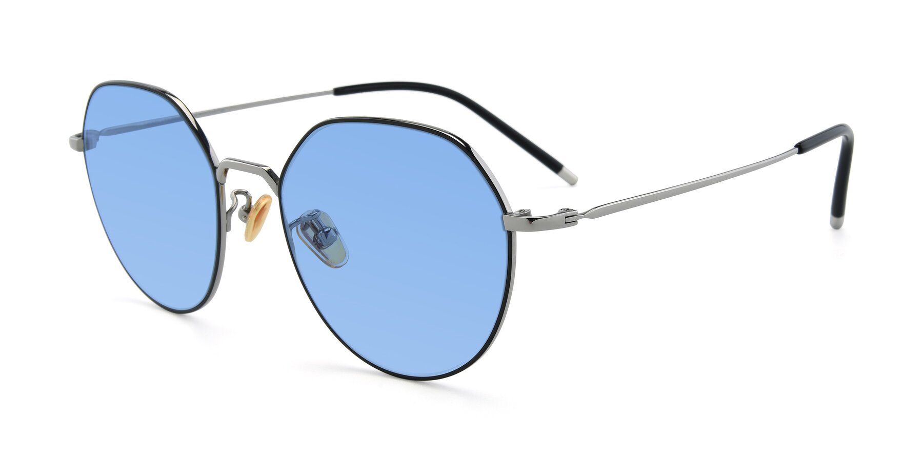 Angle of 90022 in Black-Silver with Medium Blue Tinted Lenses