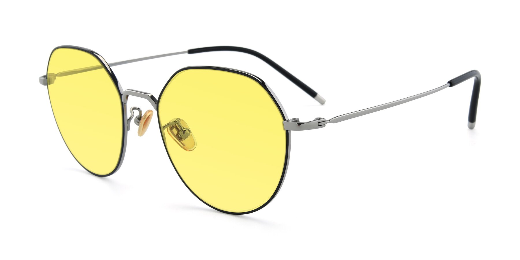 Angle of 90022 in Black-Silver with Medium Yellow Tinted Lenses