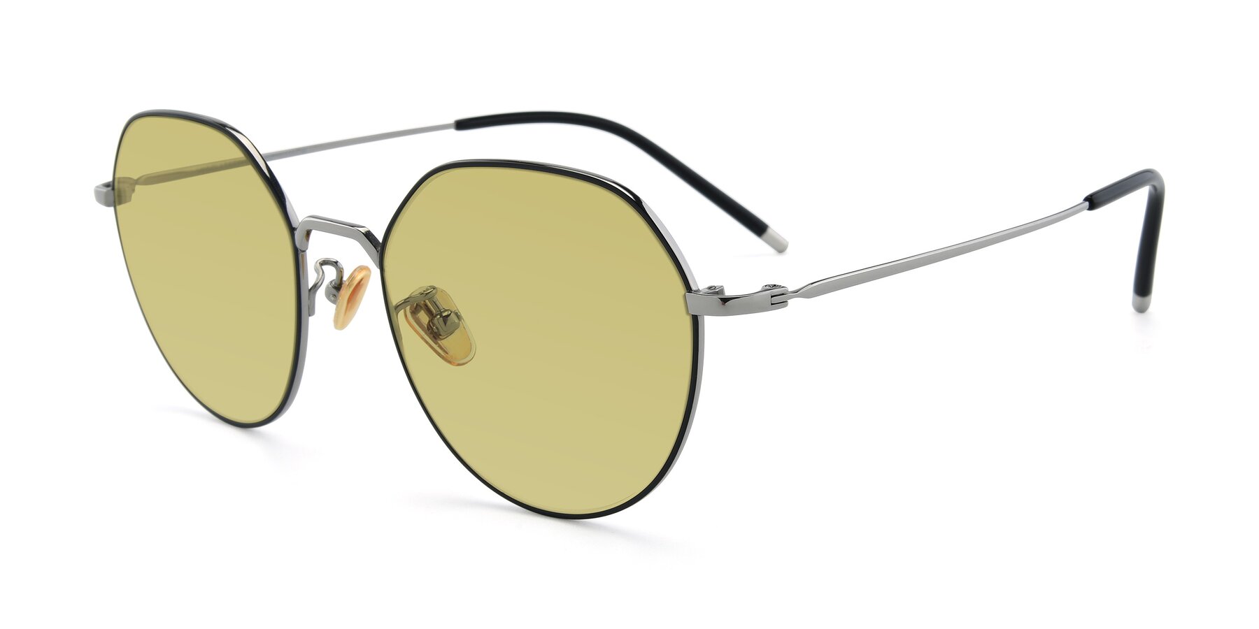 Angle of 90022 in Black-Silver with Medium Champagne Tinted Lenses