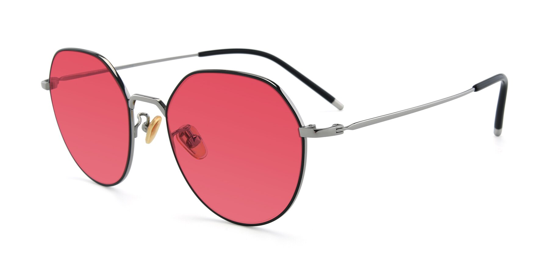 Angle of 90022 in Black-Silver with Red Tinted Lenses