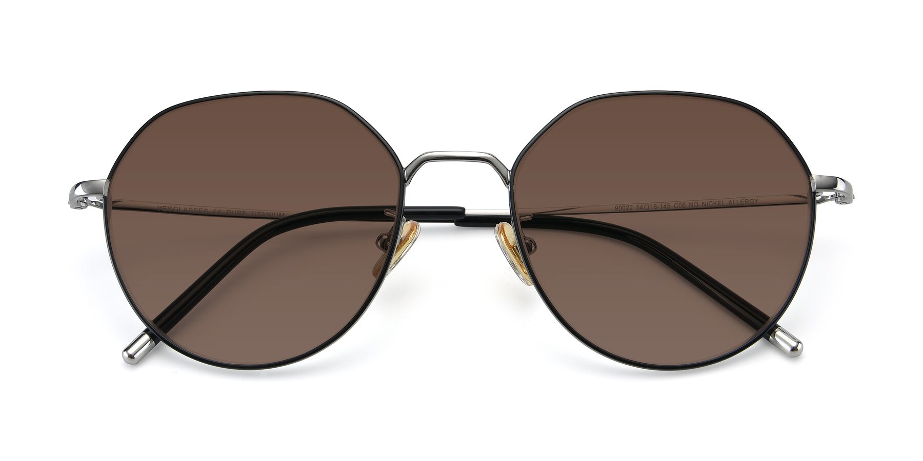 Folded Front of 90022 in Black-Silver with Brown Tinted Lenses