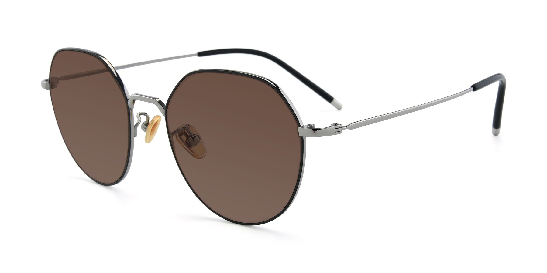 Angle of 90022 in Black-Silver with Brown Tinted Lenses