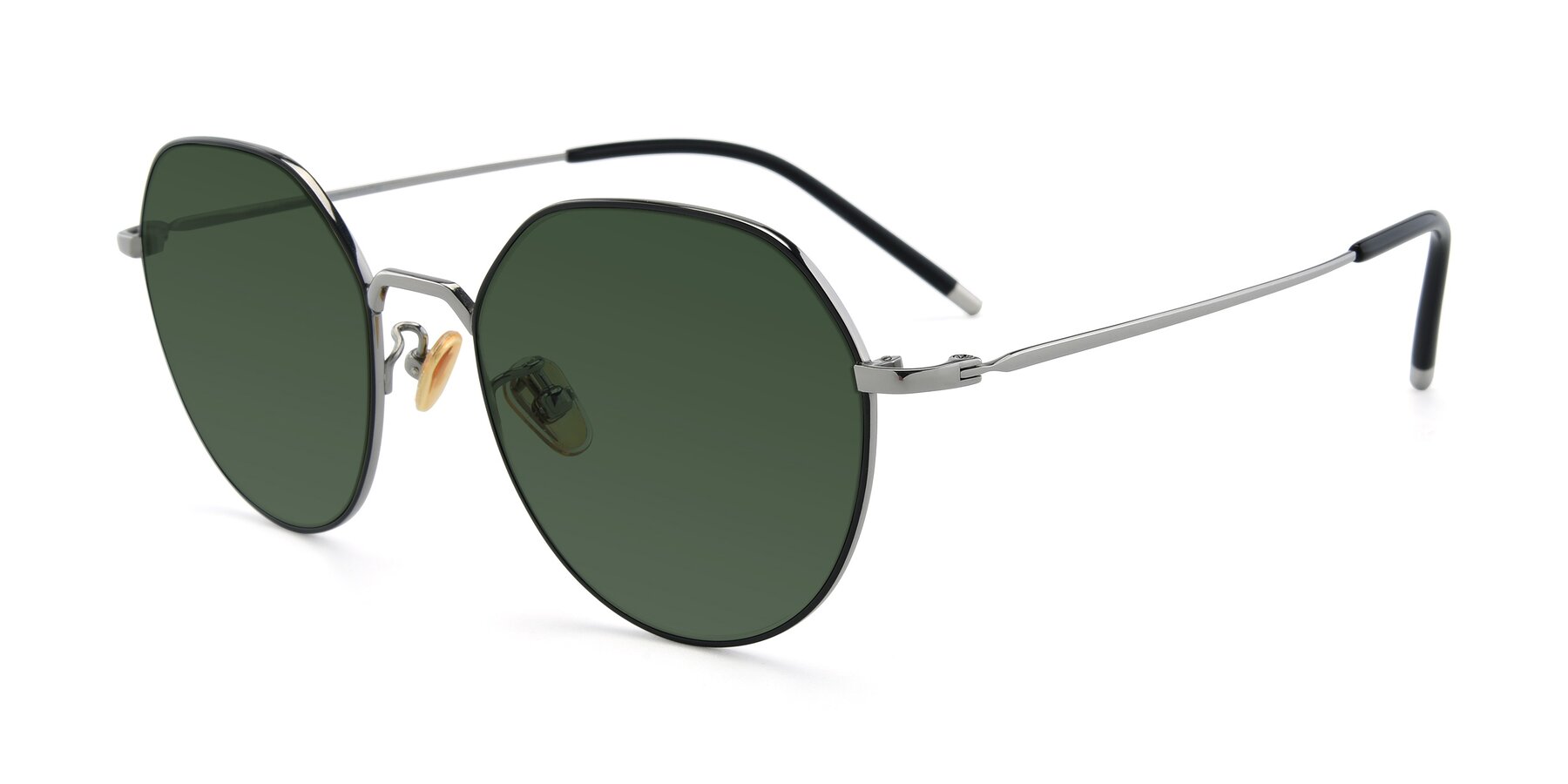 Angle of 90022 in Black-Silver with Green Tinted Lenses