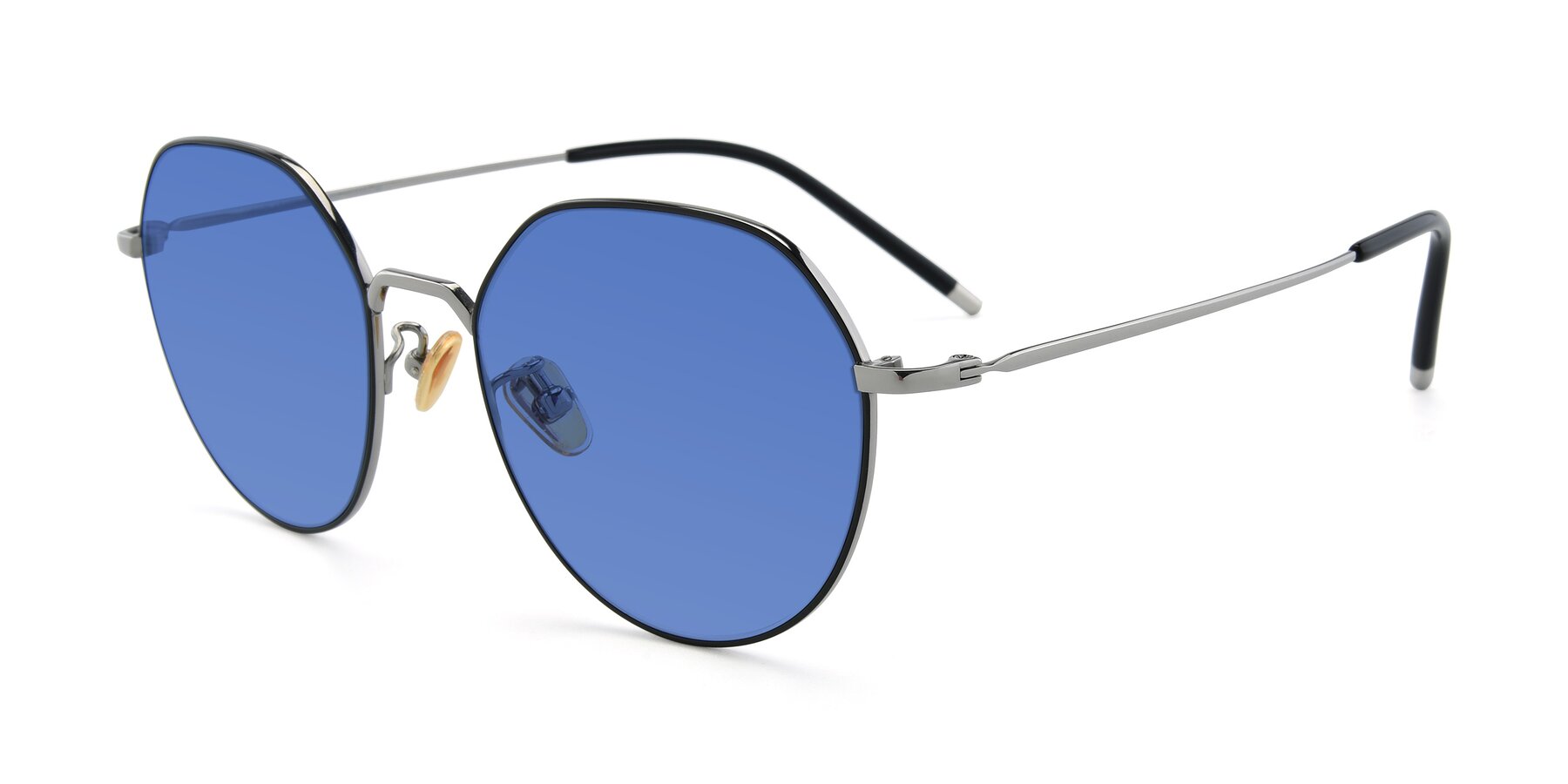 Angle of 90022 in Black-Silver with Blue Tinted Lenses